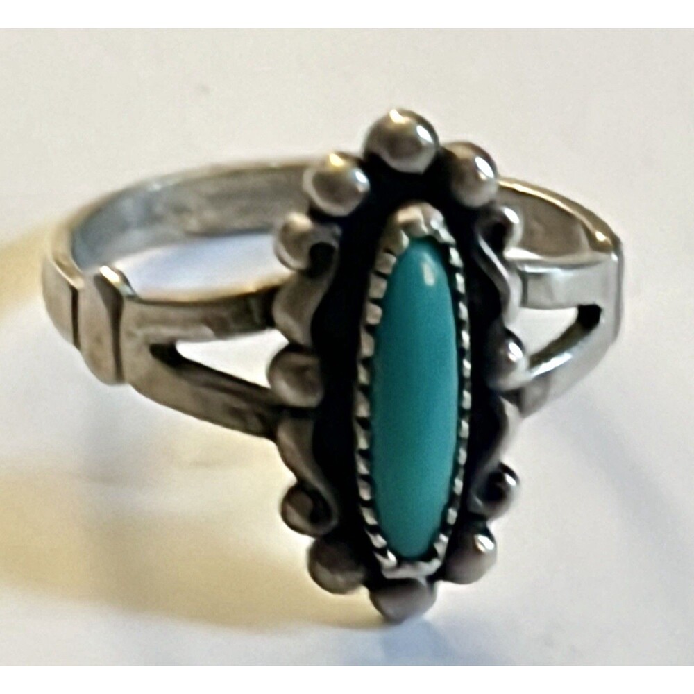Bell Trading Post Sterling Silver Turquoise Ring Sz 5.75 Vintage Southwestern